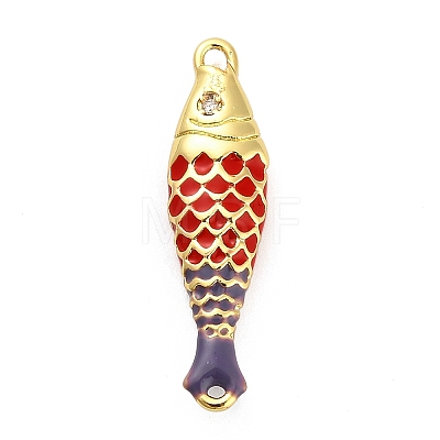 Brass Enamel Fish Connector Charms KK-H527-11G-04-1