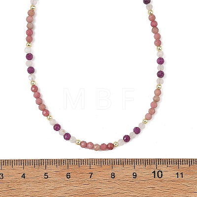 Natural Rhodonite Faceted Round Beaded Necklaces NJEW-JN06430-04-1