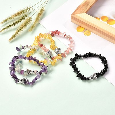 Natural & Synthetic Mixed Gemstone Stretch Bracelet for Men Women BJEW-JB06706-1