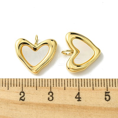 Ion Plating(IP) 304 Stainless Steel Pave Shell Heart Charms FIND-Z028-20G-1