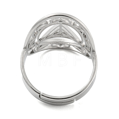 Ring with Lotus 304 Stainless Steel Adjustable Rings RJEW-G306-04P-1