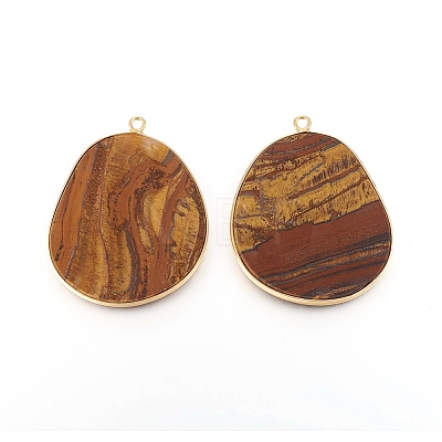 Natural Tiger Eye Pendants G-E526-09H-1