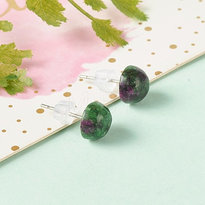 Half Round Natural Mixed Gemstone Stud Earrings for Girl Women EJEW-JE04664-1