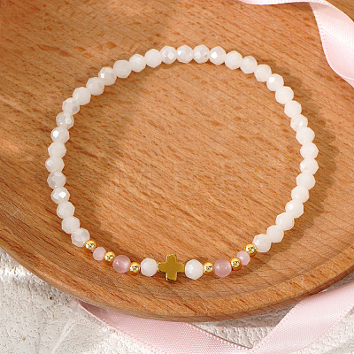 Round Cat Eye & Glass Beaded Stretch Bracelets XO2453-1