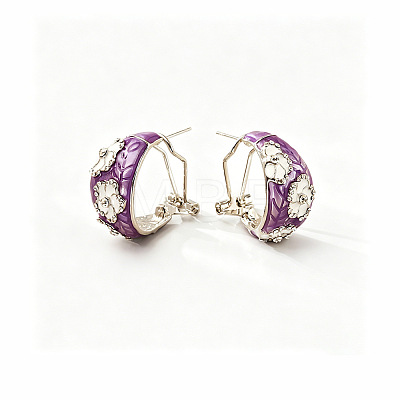 Brass Enamel Stud Earrings WGF4C53-02-1