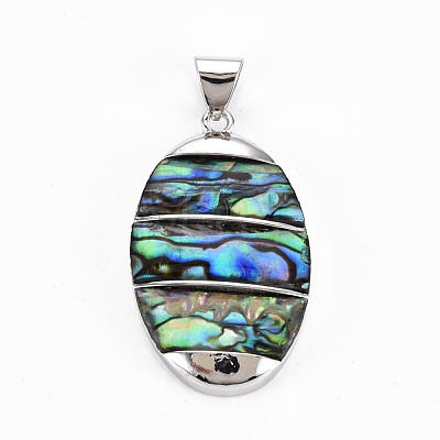 Natural Abalone Shell/Paua Shell Big Pendants SHEL-N333-009A-A01-1