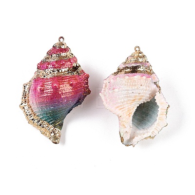 Spray Painted Natural Conch Shell Big Pendants SSHEL-N038-11B-1