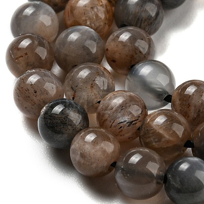 Natural Black Moonstone Beads Strands G-A219-A01-01-1