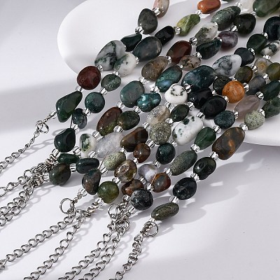 Natural Indian Agate Beaded Bracelets for Women G-P563-07P-20-1