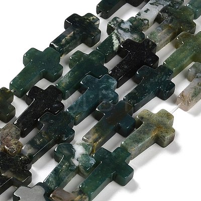 Natural Moss Agate Beads Strands G-I337-A05-02-1