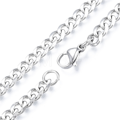 Non-Tarnish Men's 201 Stainless Steel Cuban Link Chain Necklace NJEW-N050-A06-5-45P-1