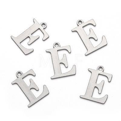 Tarnish Resistant 304 Stainless Steel Alphabet Charms STAS-H122-E-P-1