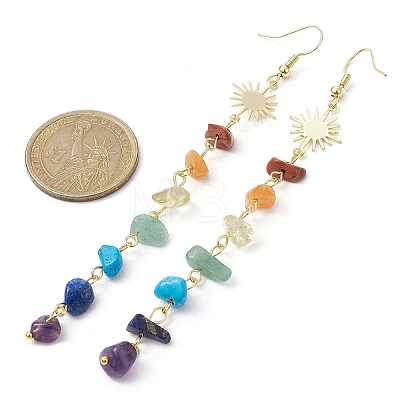 Chakra Theme Natural & Synthetic Mixed Gemstone Chip Beaded Tassel Earrings EJEW-JE05452-02-1