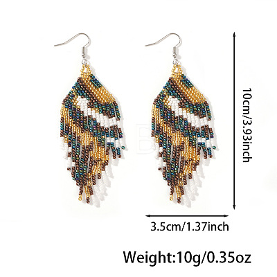 Vintage Bohemian Glass Enamel Beaded Tassel Dangle Earrings for Women TA8600-1