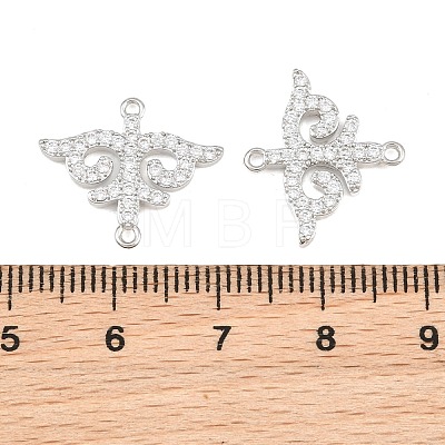 Brass Micro Pave Clear Cubic Zirconia Connector Charms CU-CBA7BFE-03D-P-1