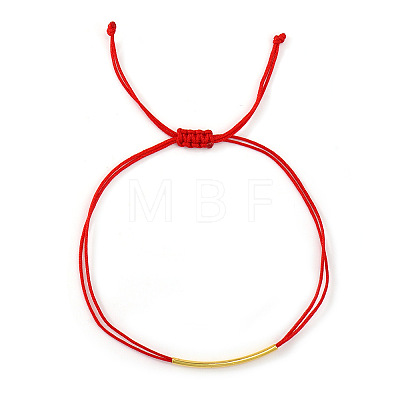 Adjustable Brass Curved Tube Woven Cord Braided Bead Bracelets WG4426-5-1