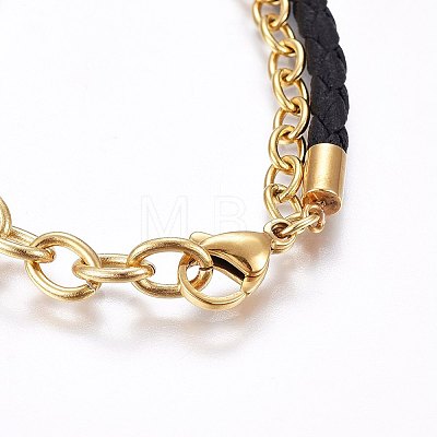 304 Stainless Steel Link & Charm Bracelets BJEW-F335-04G-1