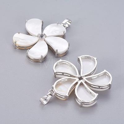 Natural White Shell Mother of Pearl Shell Pendants SSHEL-L008-64B-1