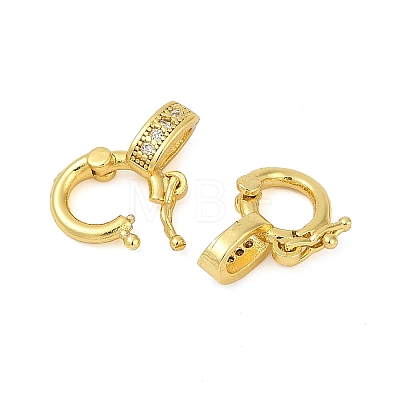 Brass Micro Pave Clear Cubic Zirconia Twister Clasps KK-H202-18G-1