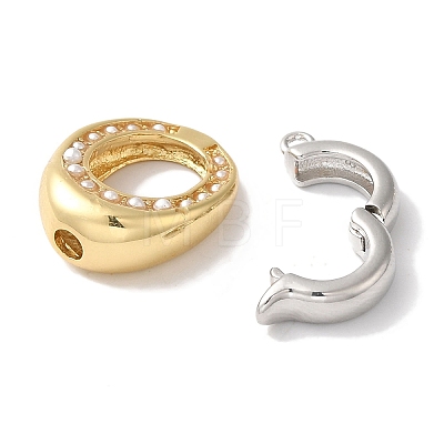 Oval Rack Plating Brass Fold Over Clasps KK-A225-03A-G-1