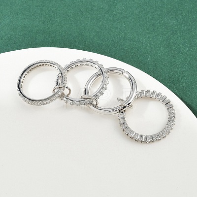 Brass Micro Pave Cubic Zirconia Plain Band Finger Rings for Women RJEW-P160-01I-P-1