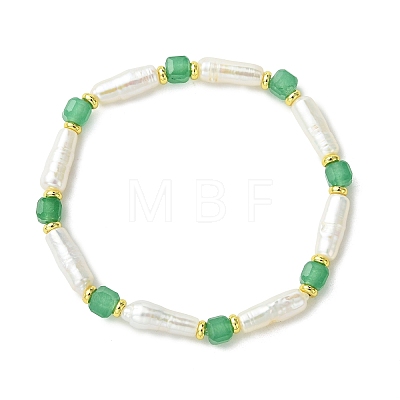 Natural Green Aventurine & Cultured Freshwater Pearl Beaded Bracelets BJEW-JB14045-02-1
