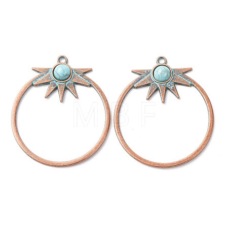 Alloy with Synthetic Turquoise Pendants FIND-B055-01J-1