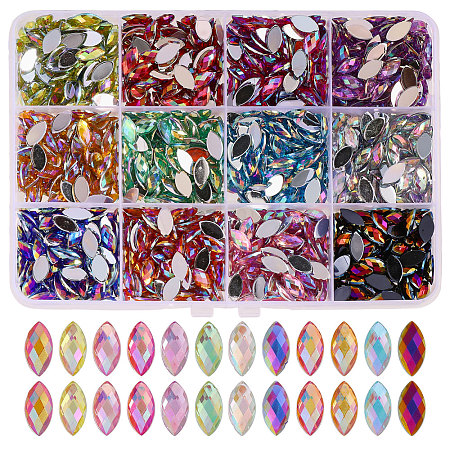 1440Pcs 12 Colors Glass Rhinestone Cabochons RGLA-CA0001-13-1