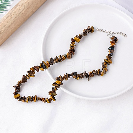 Natural Tiger Eye Chips Bead Necklace PW-WG87743-12-1