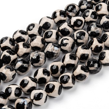 Tibetan Style Turtle Back Pattern dZi Beads G-H1453-1-1