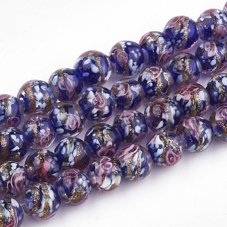 Handmade Gold Sand Lampwork Beads LAMP-T006-10B-1
