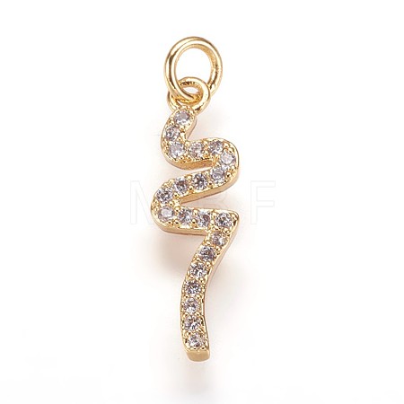 Brass Micro Pave Cubic Zirconia Pendants ZIRC-K070-34G-1