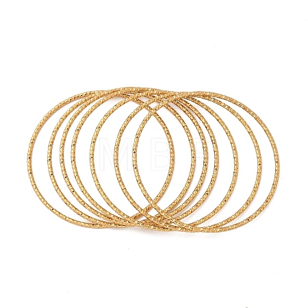 7Pcs PVD Vacuum Plating 304 Stainless Steel Textured Bangles Set for Women BJEW-A011-12D-G-1