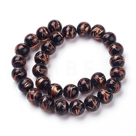 Handmade Gold Foil Lampwork Beads Strands FOIL-L016-B06-1