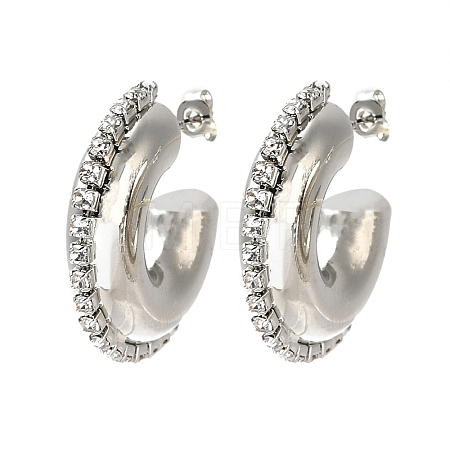 Rack Plating Brass Donut Stud Earrings EJEW-D073-06P-1