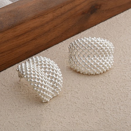 Hollow Camber Brass Stud Earrings EJEW-Q391-21S-02-1