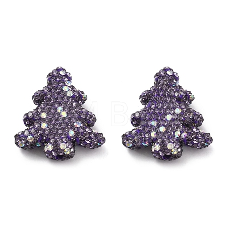 Christmas Tree Polymer Clay Rhinestone Beads CLAY-NH0001-14C-1