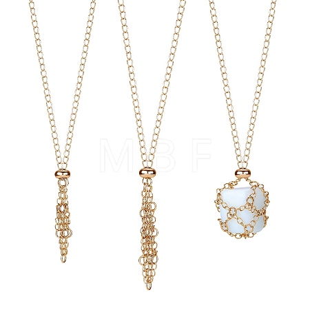 2Pcs 2 Style Brass Braided Macrame Pouch Empty Stone Holder for Pendant Necklaces Making NJEW-SZ0001-65G-1