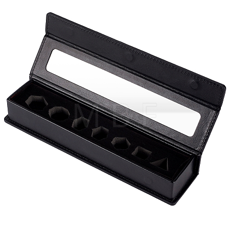 7-Slot Imitation Leather Dice Organizer Boxes with Magnetic Visible Window Lid ODIS-WH0079-105B-1