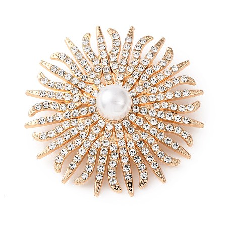 Sunflower Alloy Crystal Rhinestone Brooches JEWB-P054-04G-1