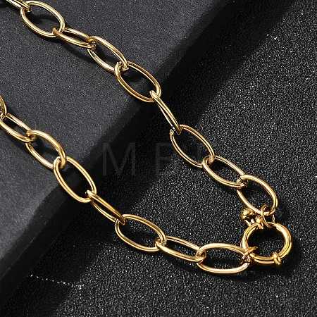 304 Stainless Steel Cable Chain Necklaces with Spring Ring Clasps for Women NJEW-Z091-09G-1