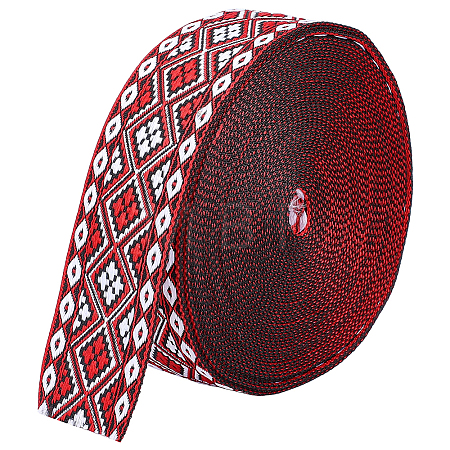 10 Yards Rhombus Vintage Jacquard Polyester Ribbon OCOR-ME0001-81B-1