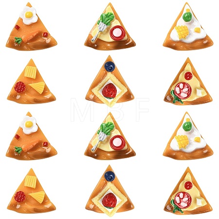 30Pcs 6 Styles Opaque Resin Pizza Cabochons RESI-CJ0005-41-1