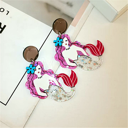 Cute Cartoon Acrylic Dangle Stud Earrings FS-WGDF618-02-1
