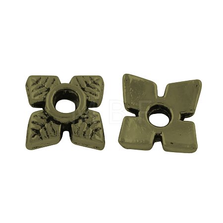 4-Petal Tibetan Style Alloy Bead Caps X-TIBEP-R304-119AB-LF-1