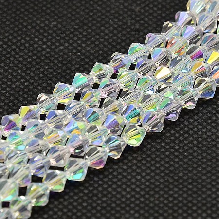Imitate Austrian Crystal Electroplate Bicone Glass Bead Strands GLAA-F029-5x5mm-A01-1