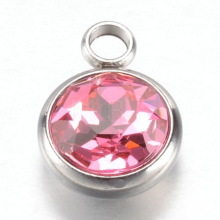 304 Stainless Steel Glass Rhinestone Charms X-STAS-G082-11-1