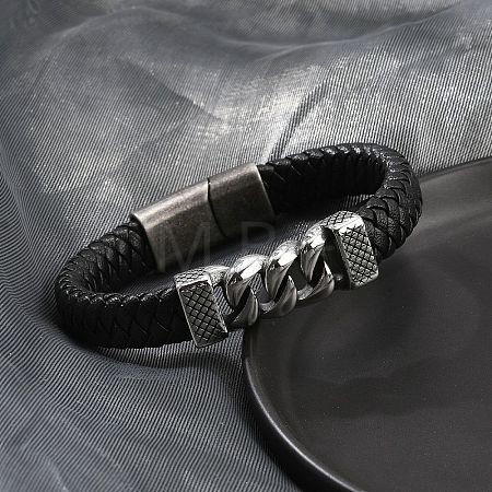 Braided Leather Cord Bracelets for Men BJEW-Z081-18AS-1