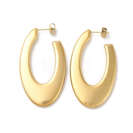 Ion Plating(IP) 304 Stainless Steel Oval Stud Earrings EJEW-Z022-25G-1