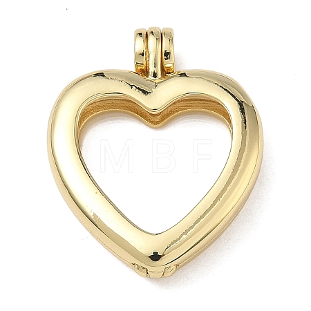 Heart Brass Locket Pendants KK-L257-05G-1